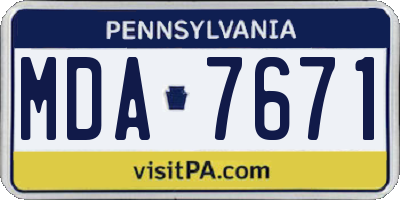 PA license plate MDA7671