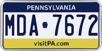 PA license plate MDA7672