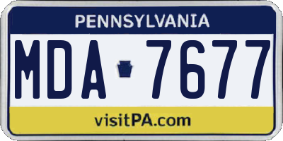 PA license plate MDA7677