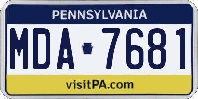 PA license plate MDA7681