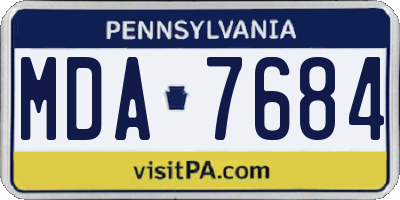 PA license plate MDA7684