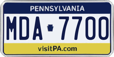 PA license plate MDA7700