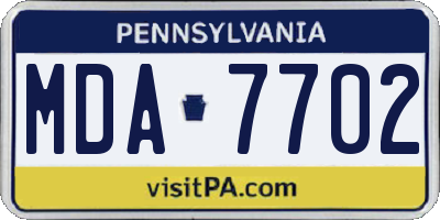 PA license plate MDA7702
