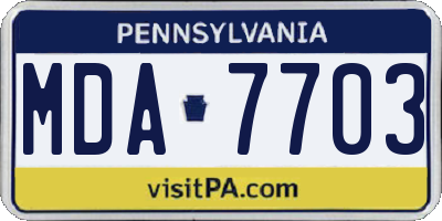 PA license plate MDA7703