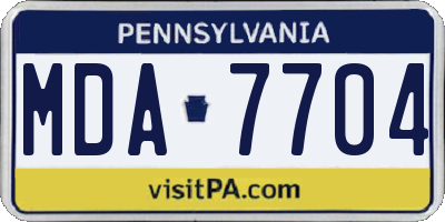 PA license plate MDA7704