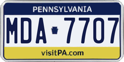 PA license plate MDA7707