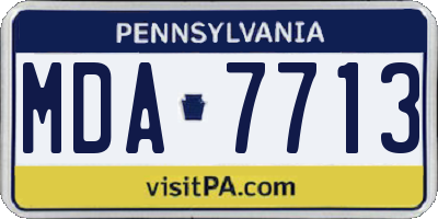 PA license plate MDA7713