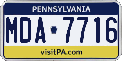 PA license plate MDA7716