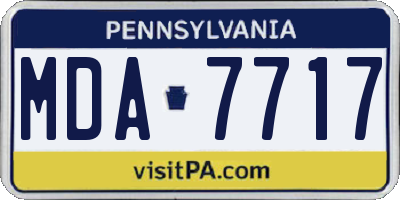 PA license plate MDA7717