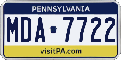 PA license plate MDA7722