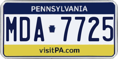 PA license plate MDA7725