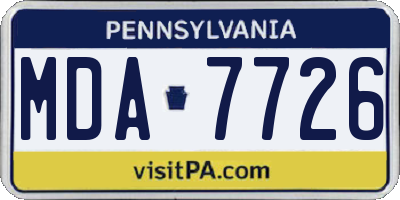 PA license plate MDA7726