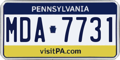 PA license plate MDA7731
