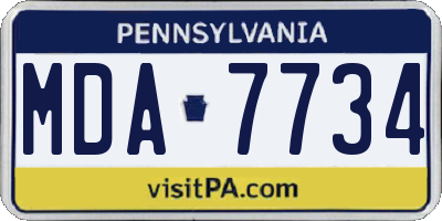 PA license plate MDA7734