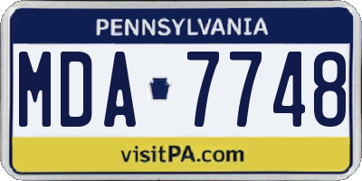 PA license plate MDA7748