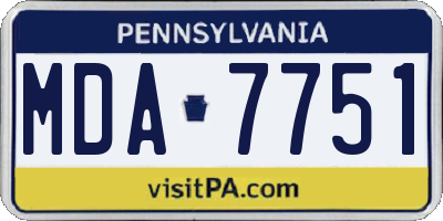 PA license plate MDA7751