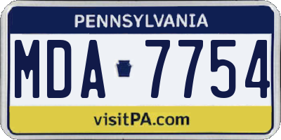 PA license plate MDA7754