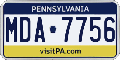 PA license plate MDA7756