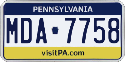 PA license plate MDA7758