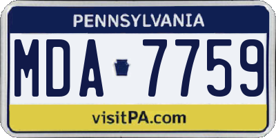 PA license plate MDA7759