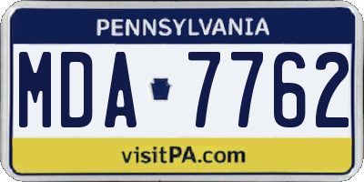 PA license plate MDA7762