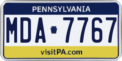 PA license plate MDA7767