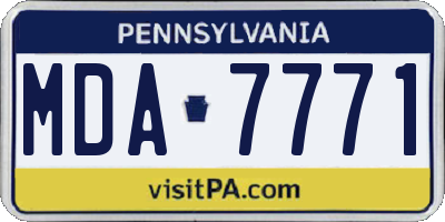 PA license plate MDA7771