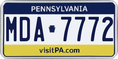PA license plate MDA7772