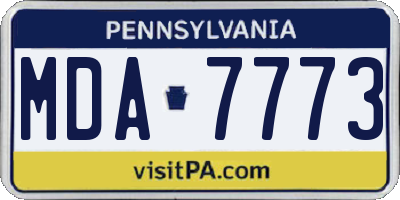 PA license plate MDA7773