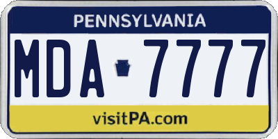 PA license plate MDA7777