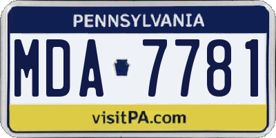 PA license plate MDA7781