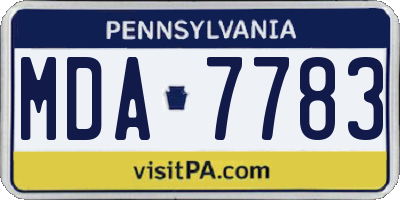 PA license plate MDA7783