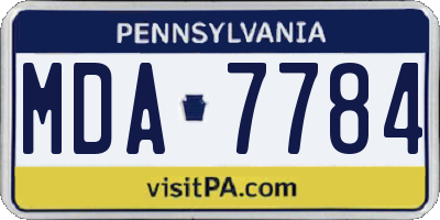 PA license plate MDA7784