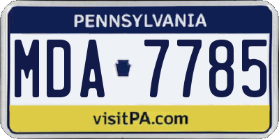 PA license plate MDA7785
