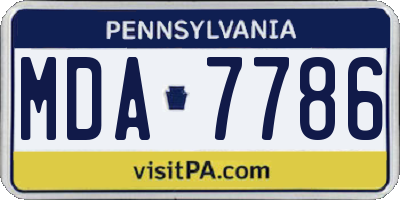 PA license plate MDA7786