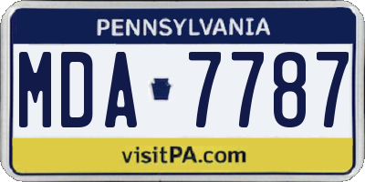 PA license plate MDA7787