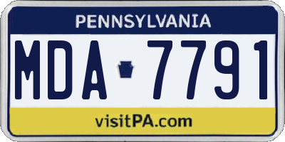 PA license plate MDA7791