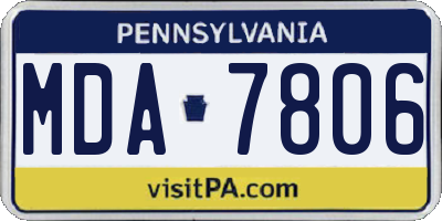 PA license plate MDA7806