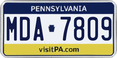 PA license plate MDA7809