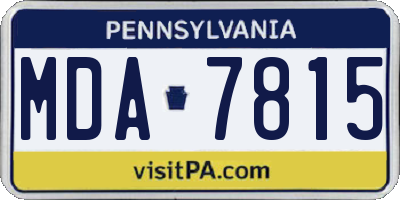 PA license plate MDA7815