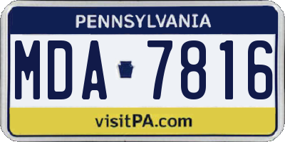 PA license plate MDA7816