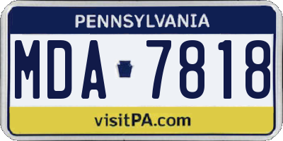 PA license plate MDA7818