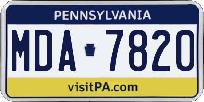 PA license plate MDA7820