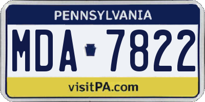 PA license plate MDA7822