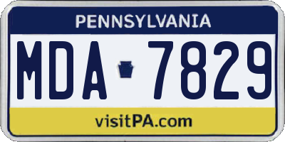 PA license plate MDA7829