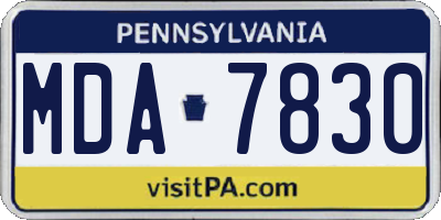 PA license plate MDA7830
