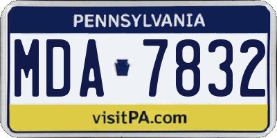PA license plate MDA7832