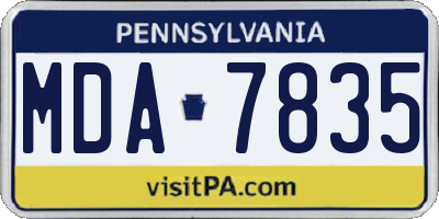 PA license plate MDA7835