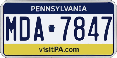 PA license plate MDA7847