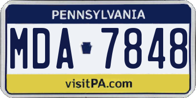 PA license plate MDA7848